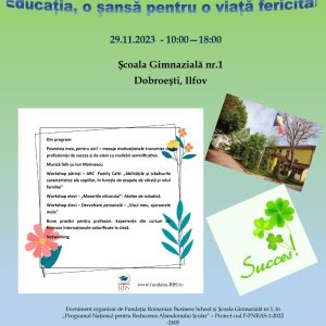 Școala Gimnazială Nr. 1 din DobroeștiFonduri europene pentru scăderea ratei de abandon și încurajarea finalizării ciclului gimnazial !